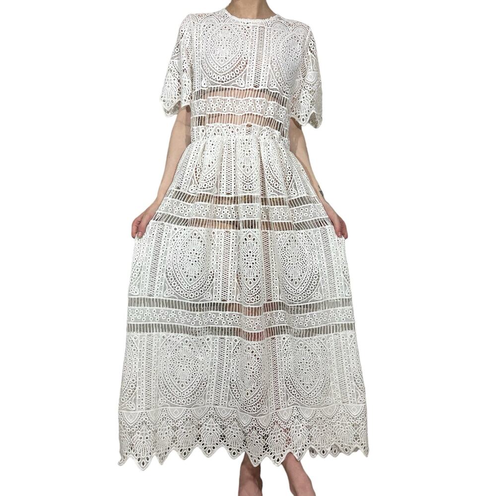 Chic Boho Crochet Knit Lace Midi Dress Chicwish, XS
